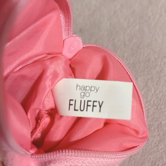 Happy Go Fluffy Pink Kawaii Plush Bunny Coin Pouch Clip -NWOT - Picture 7 of 10